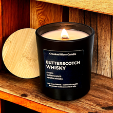 Load image into Gallery viewer, Butterscotch Whisky Candle – Matte Black Jar w/ Bamboo Lid
