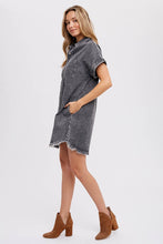 Load image into Gallery viewer, Frayed Denim Dress-Washed Black
