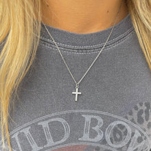 Load image into Gallery viewer, Silver Crystal Cross Necklace- Waterproof
