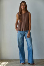 Load image into Gallery viewer, L9117 | Knit Rayon Spandex Jersey Round Neck Sleeveless Top: Chocolate / M
