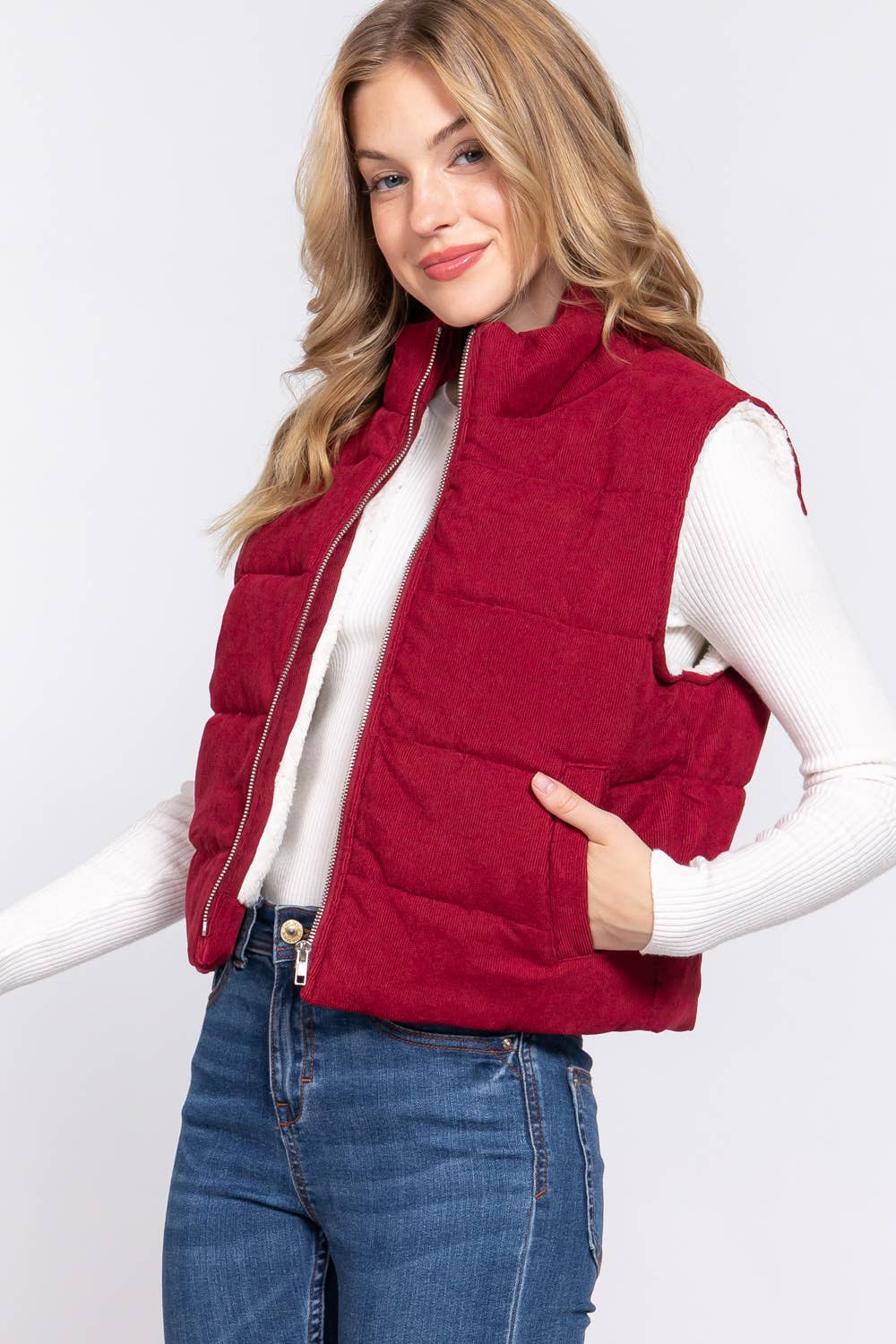 Jingle All The Way-Puffer Vest-Cranberry