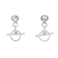 Load image into Gallery viewer, Clear Crystal Pewter Earrings 1965
