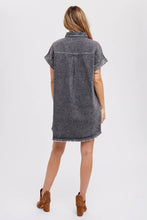 Load image into Gallery viewer, Frayed Denim Dress-Washed Black
