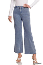 Load image into Gallery viewer, `Acid Wash Frayed Hem Straight Wide Denim Pants Zenana: SLEET-198094 / S
