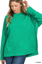 Load image into Gallery viewer, `Scuba Round Neck Pullover With Side Slits Zenana
