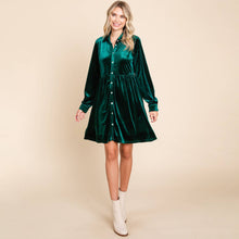 Load image into Gallery viewer, Feliz Navidad-Velvet Dress-Emerald
